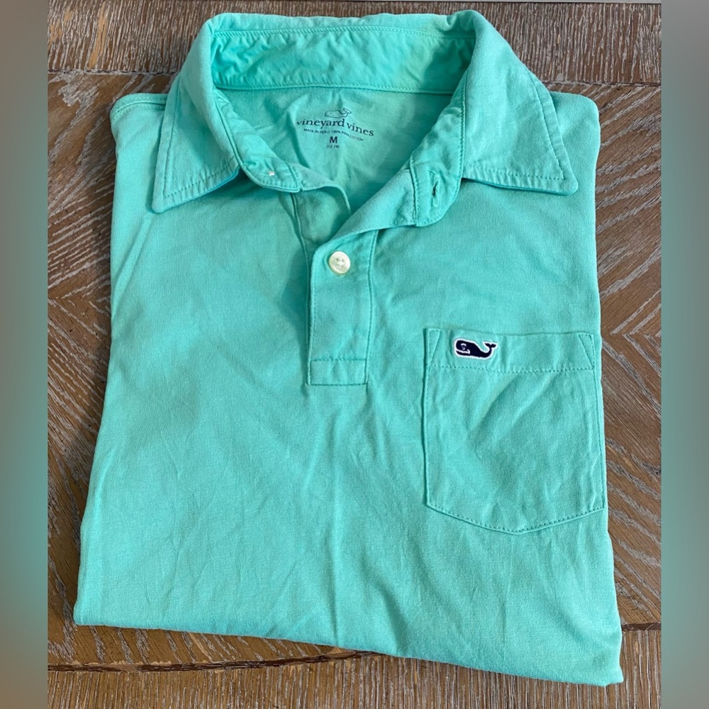 Vineyard Vines Boys’ Sz M (12-14) Sea Foam Green Pima Cotton Pocket Polo Shirt